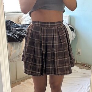 SHEIN Brown Plaid Skirt